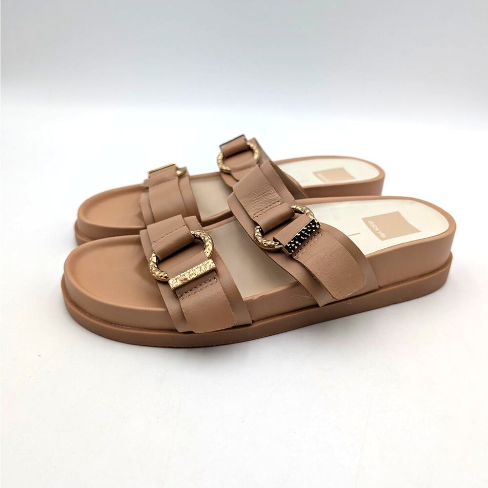 Dolce Vita Soya Open Toe Platform Sandals Women's Tan Leather Size US7.5 EU38